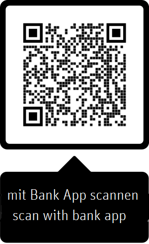 Scan the QR code with your bank app to enter and transfer a donation amount.